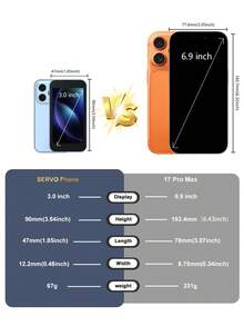 SERVO 2026 Smartphone Mini Baru Android 9.0 Dual SIM Jaringan Seluler 3G WCDMA RAM 2GB+ROM 16GB Layar HD 3.0 Inci Ponsel Super Kecil - Biru - View 4