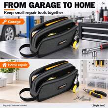 TKIGZNW A017 1pc Portable Dual-Compartment Tool Bag, Polyester Oxford Fabric Handheld Hardware Storage Bag, Suitable For Repairmen, Electricians And Carpenters Projects - Multicolor - View 6