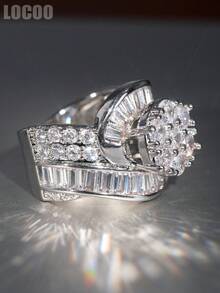 1pc Romantic Cubic Zirconia Ring For Women, Wedding Engagement Party Jewelry, Valentine's Day Gift - 1# - View 4