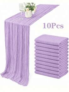 1/3/6/12pcs Cheesecloth Table Runner, Bohemian Country Style Semi-Transparent Cheesecloth Tablecloth, Suitable For Wedding Party, Baby Shower, Birthday, Home Decor, Housewarming Gift - Lilac Purple - View 37