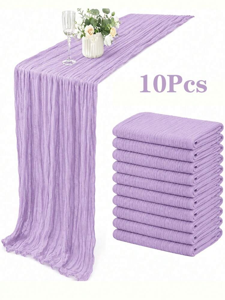 1/3/6/12pcs Cheesecloth Table Runner, Bohemian Country Style Semi-Transparent Cheesecloth Tablecloth, Suitable For Wedding Party, Baby Shower, Birthday, Home Decor, Housewarming Gift - Lilac Purple - View 36