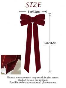 10pcs Burgundy Velvet Bows Christmas Tree Decorations, 5"X10", Suitable For Christmas Tree, Home, Room, Birthday Party, Front Door, Wedding And Other Holiday Decor, Christmas Wreath Bows, Rustic Handmade Gift Bows - Claret - View 6