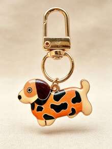 1pc Cute Dachshund Keychain! Enamel Puppy Bag Charm, Metal Clasp Design, Multiple Colors Available, Versatile Accessory. - Multicolor - View 3