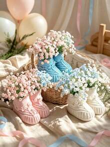 YIYIQCSJ Baby Shower Table Decor Set: Includes Crochet Baby Booties (Suitable For Gender Unisex Reveal Party Decoration) - Multicolor - View 3