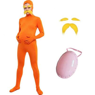 2026 New Orange Monster Spandex Bodysuit Cosplay Costume Halloween Transformation Role Play Jumpsuit Set