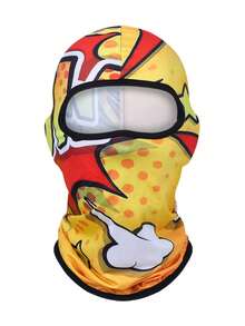 Fabulous Be Xtreme 1pc Red & Black Abstract Graffiti Balaclava Face Mask, Cool 3D Vortex Print Full Face Cover, UV Protection, Mesh Holes, Elastic Tactical Ski Mask For Motorcycle Riding, Music Festival, Party, Gathering, Fishing, Men, Durable Windproof Riding Headgear - Multicolor - View 10