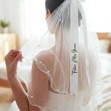 Personalised Silk Wedding Ribbon, Wedding Chiffon Ribbon Name Tag, Ribbon Placecard For Wedding, Bridal Shower Personalised Bow Bridesmaid Gift Patchwork Batting, Cotton Interlining, DIY Crafts Fabric, Sewing Accessories, Quilting Material, Adhesive - Multi-color - Veil - View 8