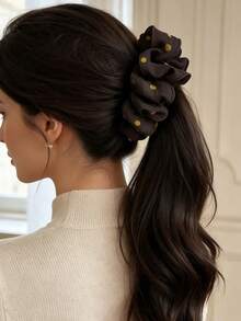 1pc Women's Fabric Polka Dot Pleated Multi-Layer Bow Banana Clip Hair Clip Hair Accessory For High Ponytail, Suitable For Daily/Date/Commute - Multicolor - View 6