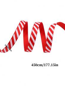 Red And White Striped Christmas Wire Ribbon, Christmas Decoration, Christmas Party Supplies, Room Decor, Christmas Home Decor, Window Seasonal Display, Christmas Tree Decoration, Bow Decoration, Stair Railing Decoration, Gift Box Packaging Ribbon - Multicolor - View 14