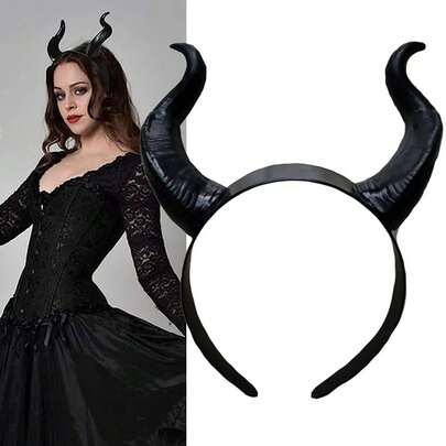 1 pieza/Diadema de con cuernos de demonio de bruja reina estilo anime, diadema de cosplay de animal antílope, diadema de disfraz para fiesta de Navidad y Halloween, accesorio de juego de rol para adultos