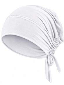CONFLASS 1/3 buah Jilbab Wanita Lembut dengan Tali Elastis, Penutup Kepala Muslim, Topi Tidur Bernapas untuk Rambut Keriting, Dapat Disesuaikan untuk Penggunaan Sehari-hari & Malam Hari, Tersedia Berbagai Warna - topi bagian bawah bertali - View 22