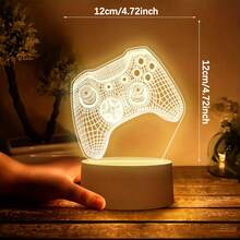 Game Controller Pattern Acrylic LED Night Light, USB Powered Warm Light Desktop Decor, Gaming Style Art Decoration, Cool Bedroom Dining Table Decor, Perfect Birthday Holiday Gift - Warm white light - View 4