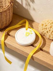 L'Occitane Round Plaster Aroma Diffuser Stone Embossed Floral Fragrance Pendant With Yellow Ribbon Hanging Car Wardrobe Home Scent Decor Gift For Women - Apricot - View 9