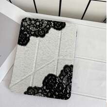 黑白蕾絲波點 Y 型支架保護平板保護殼，附筆筒，適用於 iPad 第 10 代 Smart Case/11(A16 2025)/適用於 Galaxy S9/S7/S10+/適用於 /適用於 - 彩色 - 查看 10