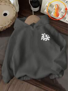 Tween Girl Fun Print Sweatshirt, Warm And Comfortable Thermal-Lined Pullover Sweatshirt For Autumn/Winter - Dark Grey - View 4