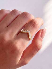 1pc Crown Ring, Women's Style, Suitable For Valentine's Day, Wedding, Birthday, Party And Other Occasions, Exquisite Jewelry - V-shaped Crown - View 5