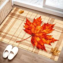 2D Autumn Maple Leaf Pattern Printed Long Runner Rug Series, Indoor Entrance Mat, Bedroom Bedside Mat, Kitchen Long Mat, Suitable For Living Room, Laundry Room, Bathroom - Multicolor - View 6
