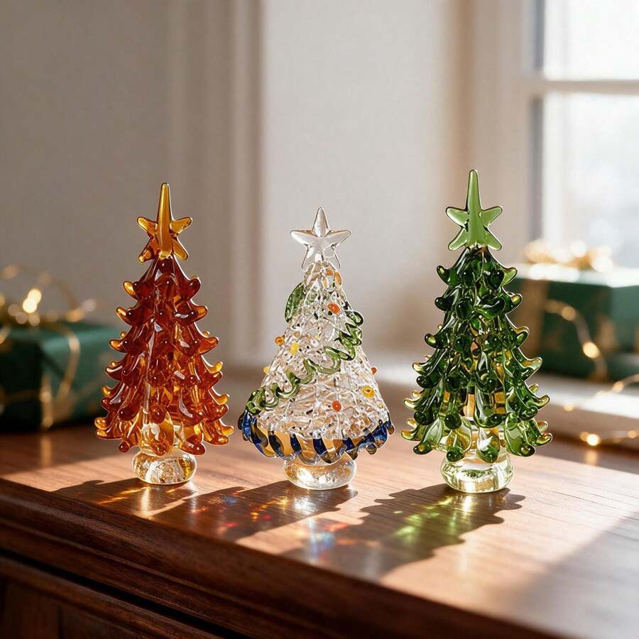 Christmas New Colorful Glass Christmas Tree Ornament Home Desktop Holiday Atmosphere Decoration - Multicolor - View 1