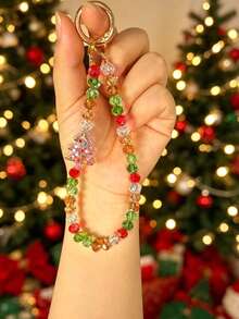Christmas Tree Car Key Chain Creative Colorful Bead Chain Keychain Pendant Home Keychain Pendant Car Keychain Pendant Best Gift For Friends And Family During Holidays (Includes Horseshoe Buckle) - Multicolor - View 9