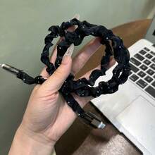 قطعة واحدة من بطانية حماية كابل من الأورجانزا الشفافة مزين بالراينستون مع بطانية مقبس شفاف، حماية كابل الشحن من التآكل بتصميم جمالي، إكسسوار مكتب لطيف للنساء والفتيات، مناسب ل- USB-C والكابلات - حبل حماية كابل البيانات - مشاهدة 6