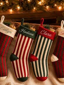 Personalized Knitted Christmas Socks: Embroidered Family Name Socks, 2026 Christmas Holiday Decor - Multicolor - View 4