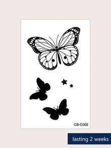 1pc Herbal Juice Semi-Permanent Magic Tattoo Sticker, Star & Butterfly Pattern, Long-Lasting 14 Days, No Fading, Non-Reflective, Temporary Tattoo Sticker For Arm, Shoulder, Neck, Collarbone, Waist, Abdomen, Leg And Body - Blue - View 7