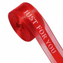 10 Yards/Roll JUST FOR YOU English Print Mesh Ribbon 2.5cm Polyester Material Gift Flower Packaging Ribbon Valentine's Day/Anniversary/Wedding/Birthday Party Decoration Ribbon Clothing Hair Accessories Bow DIY Double-Sided Colorful Woven Ribbon - Ribbon - View 14