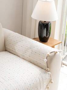 1PC Chenille Colorful Polka Dot Jacquard Sofa Cover, Cream Style Sofa Protective Seat Cushion, Pet Dirt-Resistant, Suitable For 1-4 Seater Sofa Decorative Slipcover, Machine Washable - Beige - View 6
