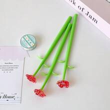 Cartoon Girl Heart Style Realistic Rose Flower Neutral Pen, Replaceable Refill, Journaling Pen, Christmas Valentine's Day Student Gift Pen - A - View 14
