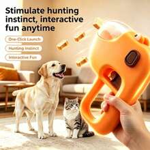 Interactive Dog Treat Launcher, Portable Pet Food Launcher Toy, Suitable For Training And Enrichment Activities, Fits Small Dogs And Cats, Compatible With Round Kibble, Battery-Free, Orange - Ginger - View 2