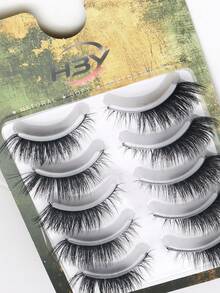 5 Pairs D-Curl Cat Eye Strip False Eyelashes, Lightweight Voluminous Wispy Fake Lashes, Soft Reusable Makeup Lashes, Suitable For All Eye Shapes For Daily & Cosplay - Black - View 6