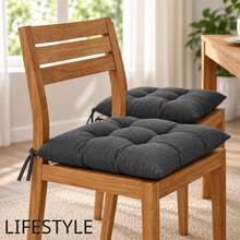 6 Pcs Comfortable Indoor & Outdoor Seat Pads For Kitchen, Dining, Garden, Balcony & Patio Chairs In Turkey - Dark Grey - View 3