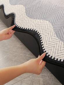 1pc Flannel Luxury Minimalist Wavy Edge Sofa Cushion 1234 Seat Sofa Seat Pad Armrest Backrest Pad Non-Slip Sofa Cover All Season - Grey - View 7