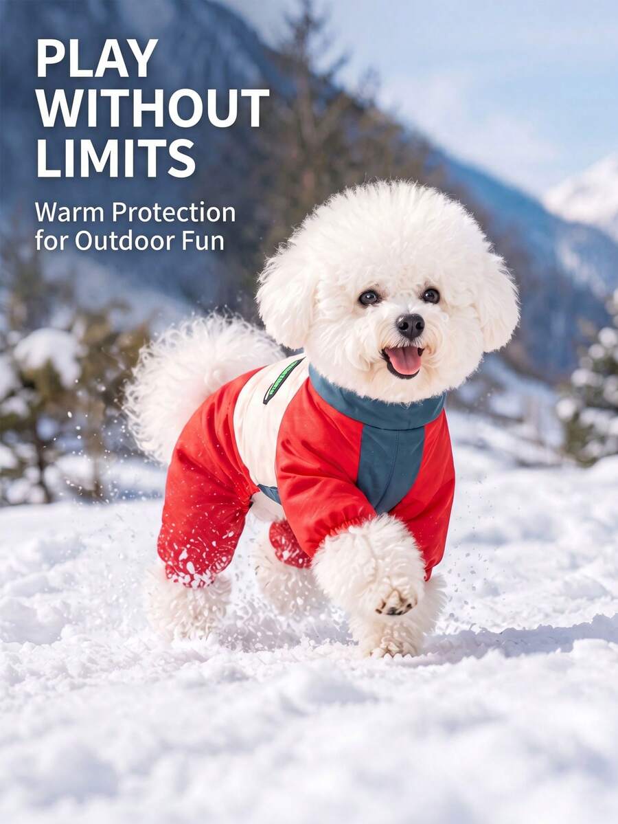 DomKim Multi-Color Dog Winter Warm Jacket - Waterproof & Windproof Fleece-Lined Coat With Built-In D-Ring Harness, Zipper Closure Easy On/Off, Cozy Cold Weather Clothes For Small To Medium Dogs, Daily Walking Outfits In Red, Gray, Cream-White