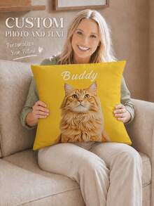 1pc Personalized Photo & Name Pillowcase, Wedding Couple Commemorative Gift, Home Decor, Valentine's Day, Christmas, Thanksgiving, Mother's Day, Father's Day, Gift For Dad Or Mom, New Year Pattern, Baby/Couple/Family Photo, Single-Sided Print - Multicolor - View 20