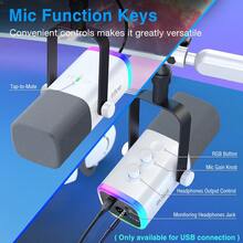XLR/USB Gaming Streaming Recording Microphone For PC, RGB Lighting, With Gain Knob, Mute Button, Monitoring Jack, Suitable For Video Creation - FIFINE AM8W (Global Version) - View 3