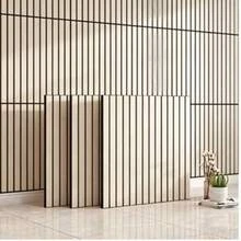 1/8/16pcs Sound-Insulating Wood Lattice Self-Adhesive Wall Sticker, Waterproof PVC Decorative Film, Textured Sound-Absorbing Wall Sticker, Multi-Purpose For Living Room And Bedroom Walls, Cabinet Drawer Liners, Desktops, Shelves - Grille Wood Grain 2 - View 1