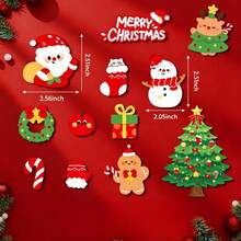 12pcs Christmas Decoration Fridge Magnets, Magnetic Fridge Stickers With Christmas Tree, Santa Claus, Snowman Patterns, Creative Small Gifts For Fridge, Door And Other Magnetic Surfaces - View 8