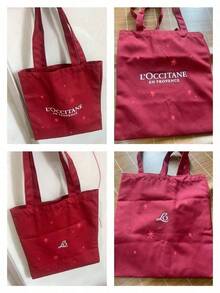 L'Occitane Red Canvas Tote Bag Double Sided Print Star Pattern Large Capacity Shoulder Handbag Casual Commute Beach Shopping Cosmetic Storage Gift Bag For Women - Red - View 5