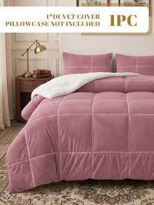 1pc Ultra Soft Fleece Quilt Core, Skin-Friendly Lightweight Breathable, Comfortable Sleep, Durable Anti-Pilling, Square Stitching Fluffy, Bedroom Decor, Suitable For All Seasons, No Pillow And Pillowcase Included, Home Decor, Back To School Season - Red Bean Paste Color - View 2