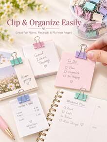 Clips de sujeción de metal con diseño de macaron en colores miniatura, clips de papel de metal multicolor, clips organizadores de archivos multifuncionales, suministros de papelería para escritorio escolar y de oficina - color morandy - Ver 7