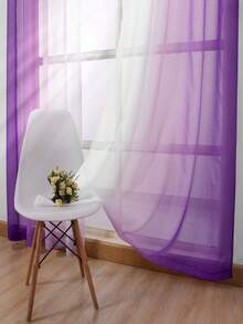 2pcs Modern Gradient Print Sheer Curtains, Translucent Polyester Material, Suitable For Living Room, Bedroom, Kitchen - Rod Pocket Design, Machine Washable, Living Room Curtains - Purple - View 4