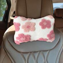 1pc 3D Flower Plush Car Headrest, Cute Girly Style Car Interior Decor Pillow, Travel Relaxation Neck Support Pillow, Soft And Comfortable Car Headrest - A - View 7