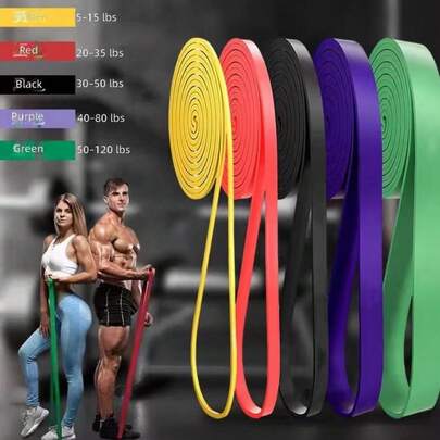 Set di bande di resistenza in lattice giallo, nero e rosso, banda elastica durevole, banda di trazione per fitness, banda elastica per allenamento, anello di gomma per trazioni e allenamento a casa, attrezzatura per allenamento di forza unisex