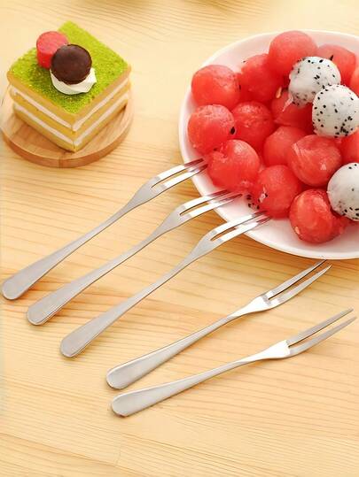 5pcs Stainless Steel Dessert Forks, Fruit Forks And Durable Small Utensils, Suitable For Home And Kitchen Use