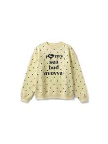 Polka Dot All-Over Print Puppy Crew Neck Sweatshirt Women Korean Style College Loose Versatile Chic Lazy Top - Yellow - View 6