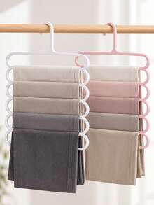 Space-Saving Pants Hangers With 5-Tier Non-Slip Rack For Wrinkle-Free Wardrobe Heavy-Duty Closet Organizer For Students And Renters Sleek Pants Storing To Maximize Cramped Cabinet Space Dorm Room Essentials College Room Decor Back To School - Multicolor - View 9