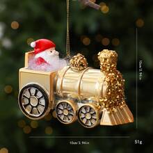 金色聖誕裝飾品、節日吊飾與桌面裝飾、創意節日場景道具 - 火車-聖誕老人 - 查看 2