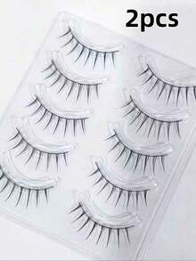 5 Pairs Korean Style Fairy-Like Girl Group Style Full Strip False Eyelashes, Black Eyelash Stem, Thin And Defined, Clear Upper Eyelashes, False Eyelashes, Halloween, Cat Eye Eyelashes, Festival, Winter, Natural False Eyelashes, Self-Adhesive, Autumn Outfit, Fairy Eyelashes, Makeup Artist Supplies, Full Strip False Eyelashes, Eyelash Tips, Eyelashes, Cosmetics, Eyelash Clusters, Accessories, Halloween Cosplay, Accessories, Women's Accessories, False Eyelash Strips, Millennium, High Quality Natural Eyelashes, Strip False Eyelashes - Multicolor - View 13