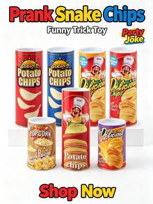Potato Chip Can Prank Fake Snake, Realistic Spring-Loaded Scare Toy, Reusable Stress Relief Gag Gift, Christmas Stocking Filler, Adult New Year Party Gift - Multicolor - View 5